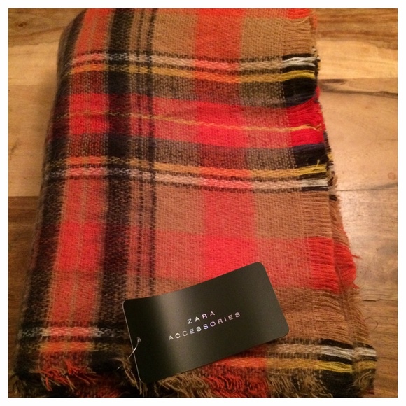 Zara orange plaid blanket scarf - Picture 3 of 3